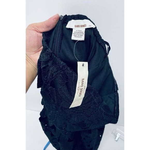 Sans Souci Women's Floral Lace Mini Dress Size Small Black Strapless New - Picture 7 of 11